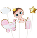Pikkery Toppery na tort Baby Shower 5 szt. dziewczynka