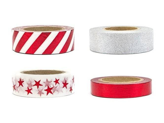 Taśma dekoracyjna mix 4 szt. Czerwony