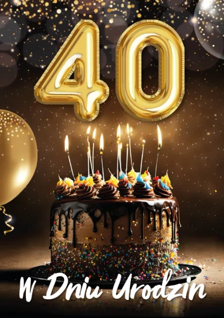 Kartka urodzinowa 40- ste urodziny trójwymiarowa 3D 1 szt.