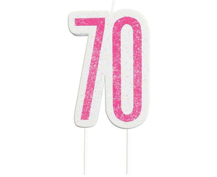 Świeczka urodzinowa na tort liczba "70" różowa