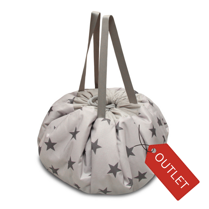 Worek mięciutka mata na zabawki 3w1 wzór GWIAZDKI szara- OUTLET - przybrudzony materiał