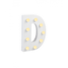 Świecąca Litera LED "D" Light Letter, drewniana biała 17x12 cm