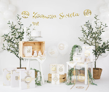 Baner girlanda Komunia Święta złoty napis 150 cm
