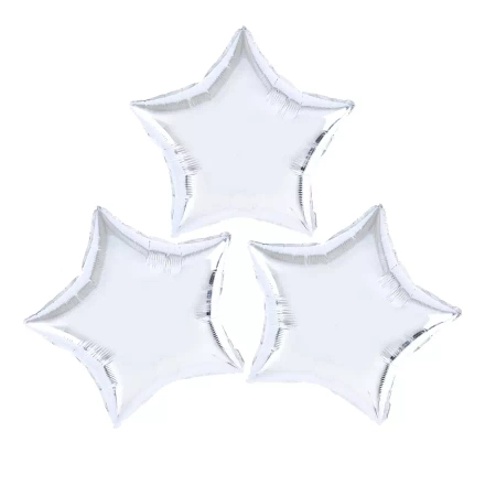 Gwiazdka srebrna balon foliowy na powietrze 9" zestaw 3 szt.