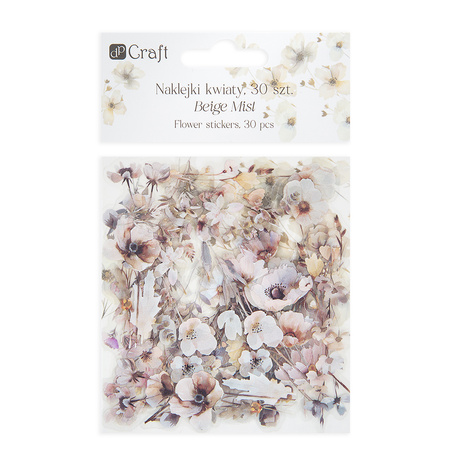 Naklejki transparentne KWIATY folia PET 30 SZT - BEIGE MIST