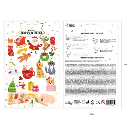 Tatuaże zmywalne wodne Boże Narodzenie 20szt.