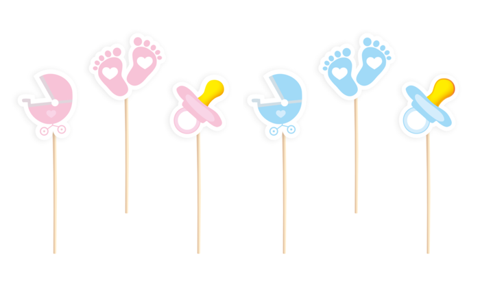 Pikkery Toppery na tort Baby Shower 6 szt. kolor do wyboru