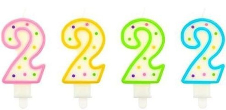 Świeczka urodzinowa ''2'' kropeczki niebieska