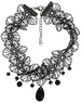 Chocker naszyjnik czarny koronkowy z kamieniami