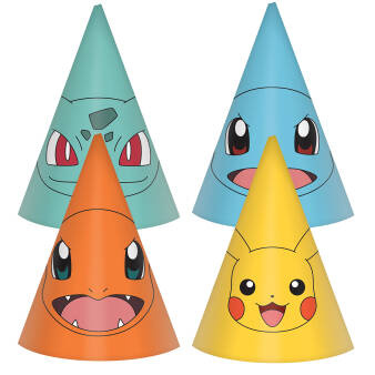 Czapeczki papierowe kolorowe Pokemony 8 szt.