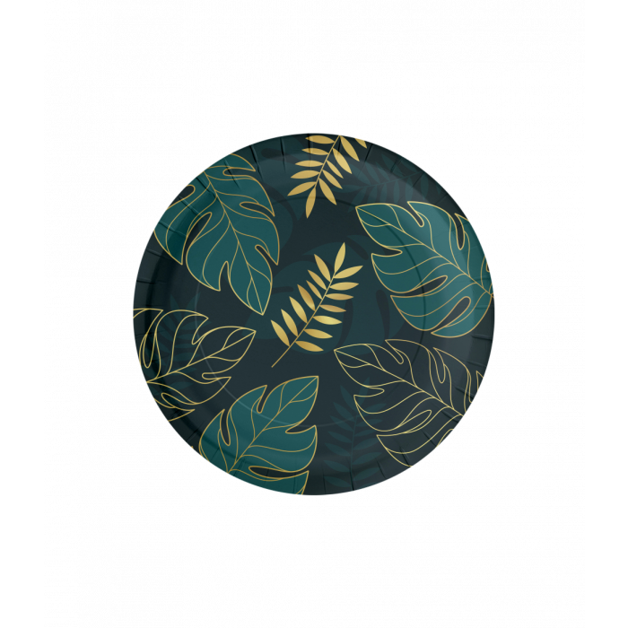 Talerzyki papierowe SAFARI liście Monstera 22,6cm 8 szt.