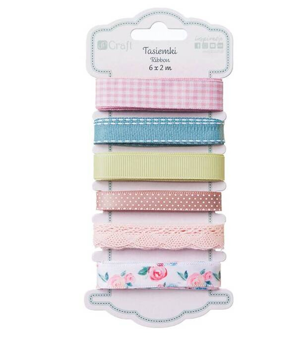 Tasiemka wstążka zestaw w odcieniach różu 6 x 2m