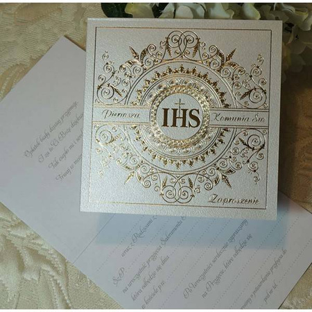 Zaproszenia Pierwsza Komunia Święta 12 x 12 cm 10 szt.