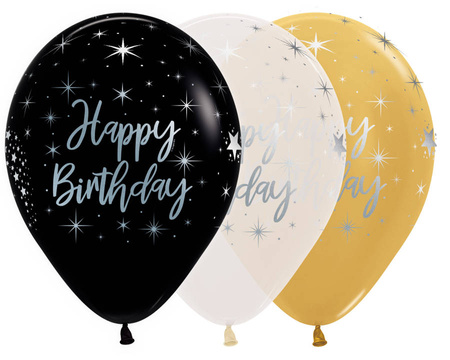 Balon Sempertex Happy Birthday Metallic 12 cali 1 szt. mix