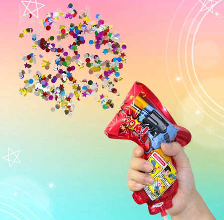 Balon foliowy WYSTRZAŁOWY PISTOLET z konfetti strzelający