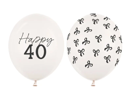 Balon lateksowy pastelowy Happy 40 1 sztuka 12 cali 30 cm Pastel Off-white z nadrukiem