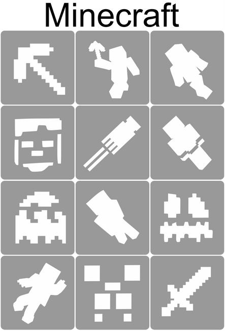 Szablony do tatuaży brokatowych Zestaw Minecraft 12 szt.