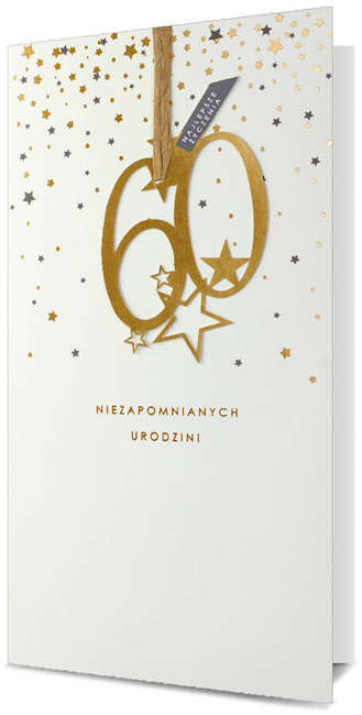 Kartka okolicznościowa z zawieszką 60 urodziny 12x22,5 cm