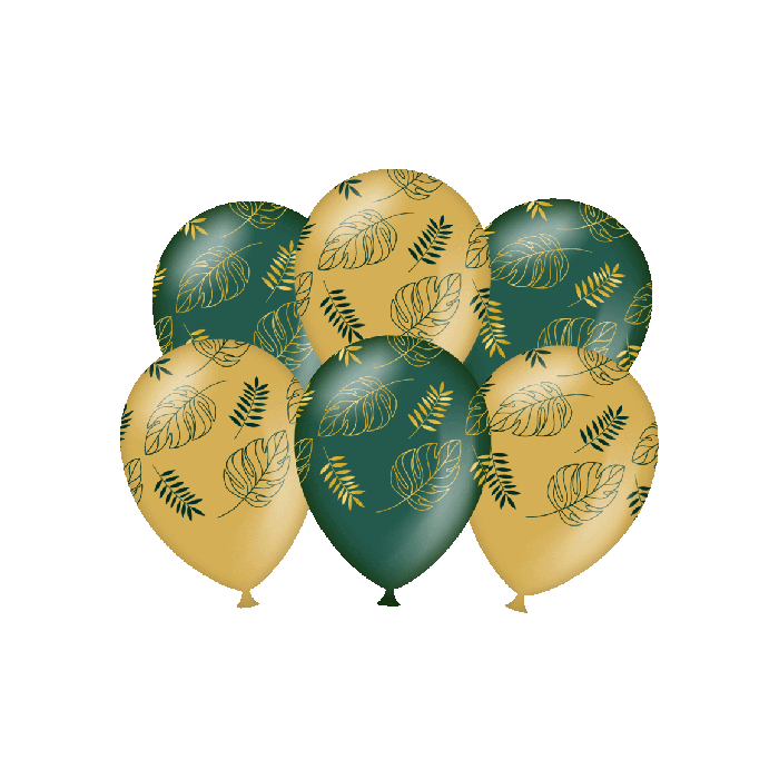 Balony gumowe Safari liście 12 cali zestaw 6 sztuk