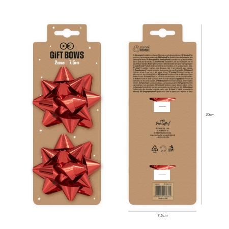 Kokarda prezentowa rozeta czerwona 7,6 cm 2 szt.