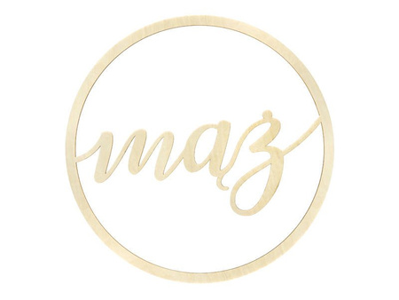 Zawieszki ślubne okrągłe drewniane Żona Mąż