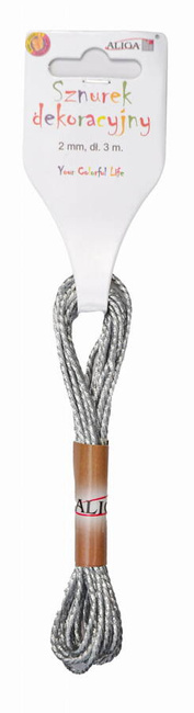 Sznurek dekoracyjny ozdobny srebrny 0,2 cm 3m