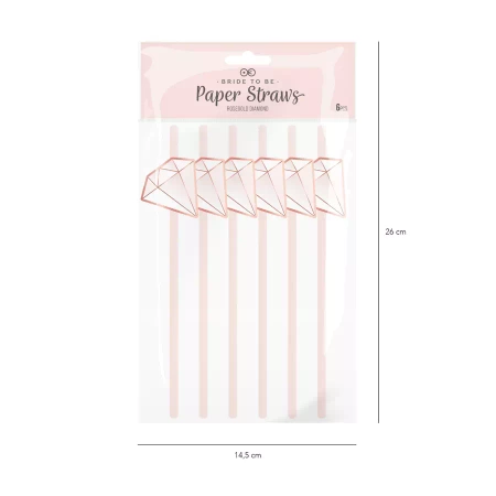 Słomki papierowe DIAMENTY na wieczór panieński 6 szt.