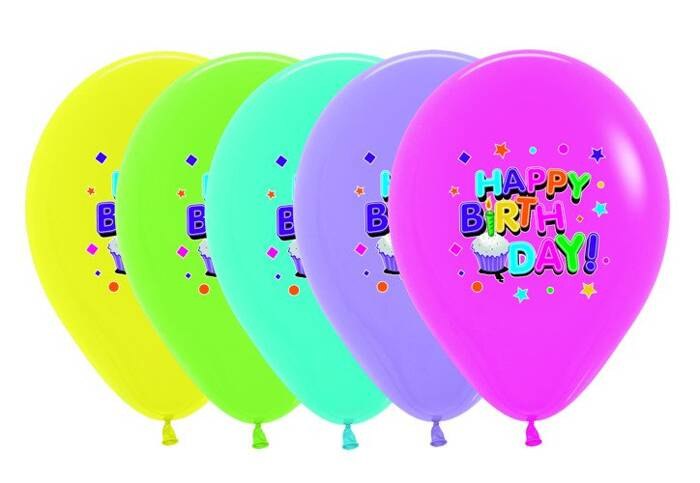 Balony Sempertex Happy Birthday Babeczki 12'' 50 szt Mix kolorów