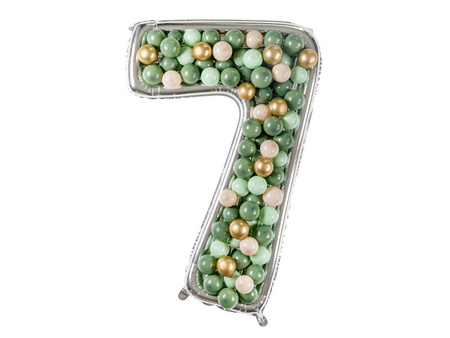 Szablon Forma foliowa do balonów cyfra 7 srebrna, 126 cm