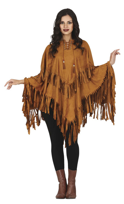 Ponczo indiańskie z frędzlami