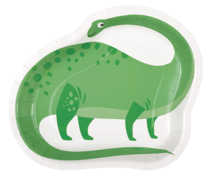 Talerzyki papierowe Dinozaury kształt 23 cm 8 szt.