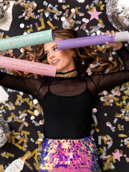 Konfetti pneumatyczne różowe złoto GOLD ROSE tuba 40 cm