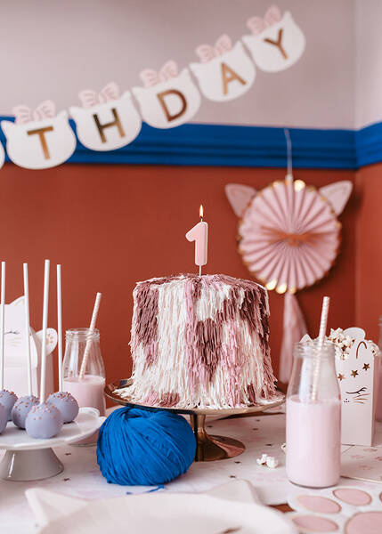 Świeczka urodzinowa cyfra 1 jasny różowy 5,5, cm