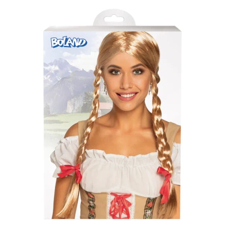 Peruka długa z dwoma warkoczami blond Heidi bawarska