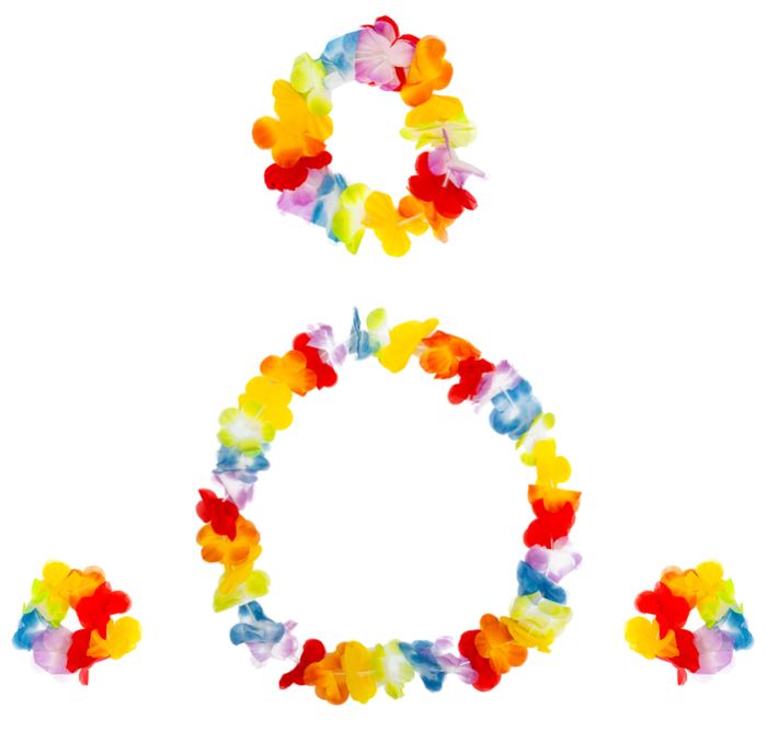 Zestaw Hawajski naszyjnik, wianek, bransoletki KOLOROWY