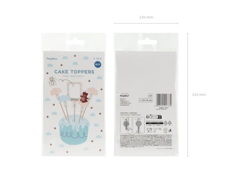 Pikery toppery na tort Miś muffinki 5 szt.