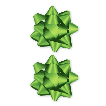 Kokarda prezentowa rozeta matowa zielona 7,6 cm 2 szt.