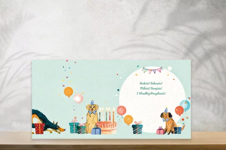 Kartka urodzinowa z życzeniami STO LAT Pieski 1 szt.