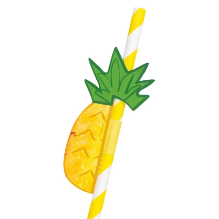 Papierowe słomki rurki ananas truskawka 6 szt.