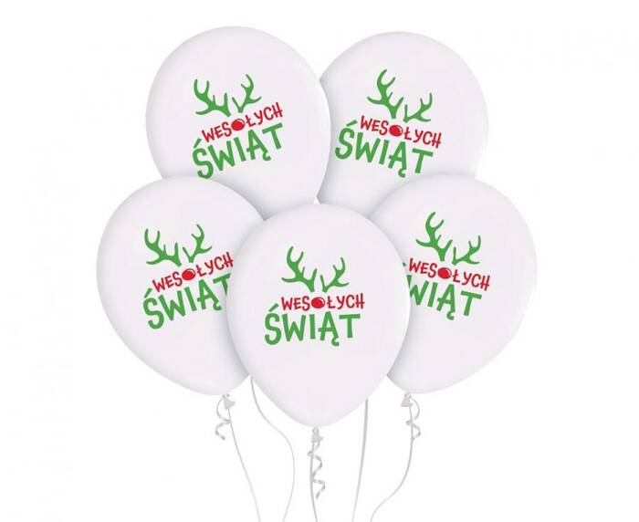 Balony lateksowe WESOŁYCH ŚWIĄT Rogi Renifera 12 cali 5 szt.