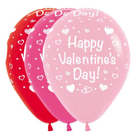 Balony Sempertex Happy Valentines Day 12'' 12 szt Czerwone