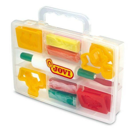 Plastelina ZESTAW 6 kolorów foremki wałek WALIZKA Jovi