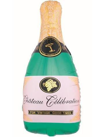 Szampan butelka balon foliowy zielony na Sylwetra 45 x 86 cm