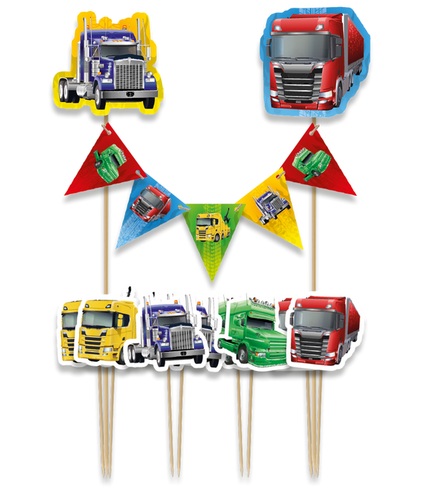 Toppery dekoracyjne, pikery na imprezę Ciężarówki Trucks 9 szt.
