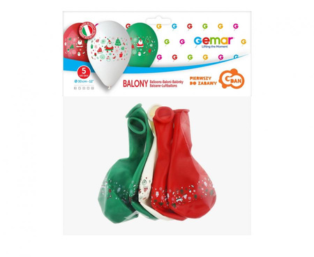 MIKOŁAJE 12 cali balony świąteczne 5 szt Gemar
