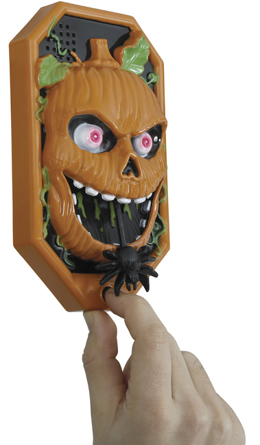 Dzwonek do drzwi Halloween 20x11 cm z dźwiękiem i światłem Dynia GUIRCA