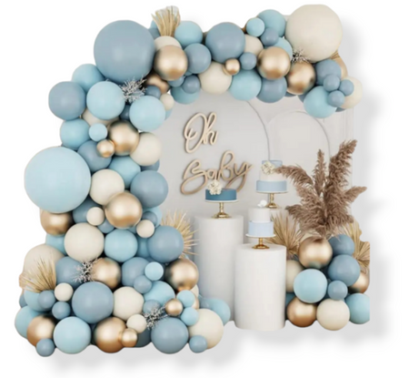 GIRLANDA BALONOWA 119 szt. beżowo niebieska