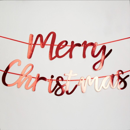 Baner "Merry Christmas" czerwony metalizowany 200 cm