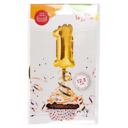 BALON foliowy CYFRA na patyczku ZŁOTA 12,5 cm