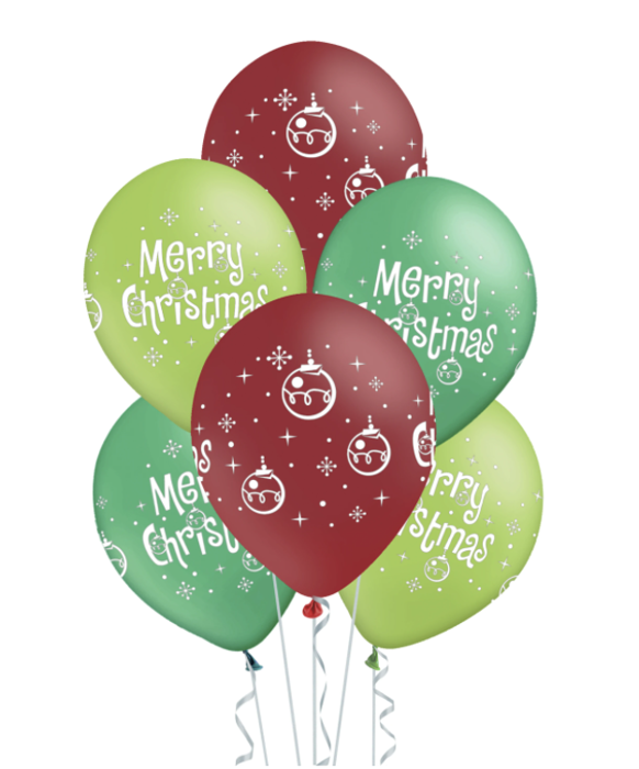 Merry Christmas 12 cali balony świąteczne 6 szt.